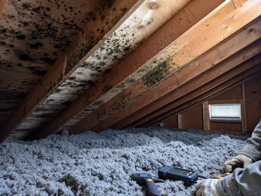 Mold growth before Attic mold removal