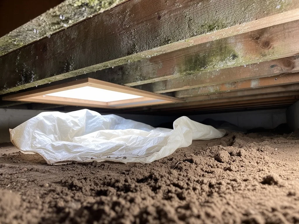 Mold growth before Crawl space mold removal